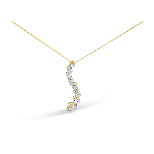Bids.com AGS Certified 14k Yellow Gold 3.0 Cttw Baguette and Brilliant Round-Cut Diamond Journey 18" Pendant Necklace (G-H Color, I1-I2 Clarity) Necklaces White Smoke Yellow.Gold / 18
