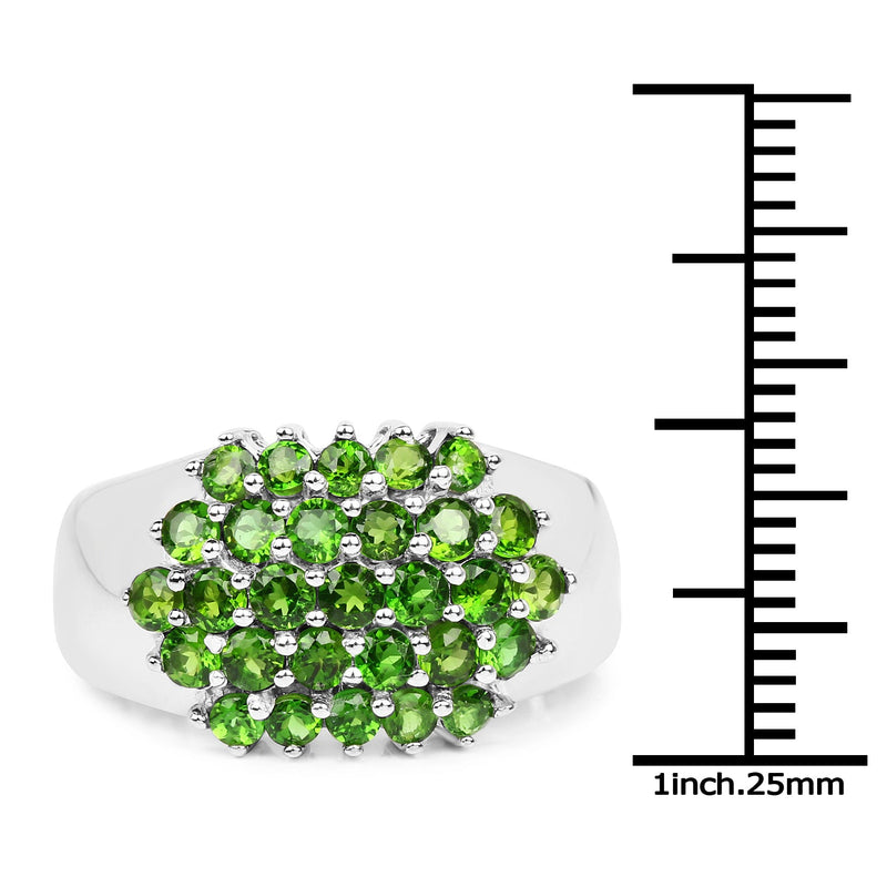 Bids.com 1.93 Carat Genuine Chrome Diopside .925 Sterling Silver Ring Rings White Smoke size 6.00,size 8.00,size 7.00,size 9.00