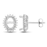 Bids.com 0.26 Carat Genuine White Diamond 14K White Gold Semi Mount Earrings - holds 8x6mm Oval Gemstones Earrings White Smoke