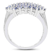 Bids.com 2.03 Carat Genuine Tanzanite .925 Sterling Silver Ring Rings White Smoke size 8.00,size 6.00,size 7.00,size 9.00,size 5.00,size 10.00