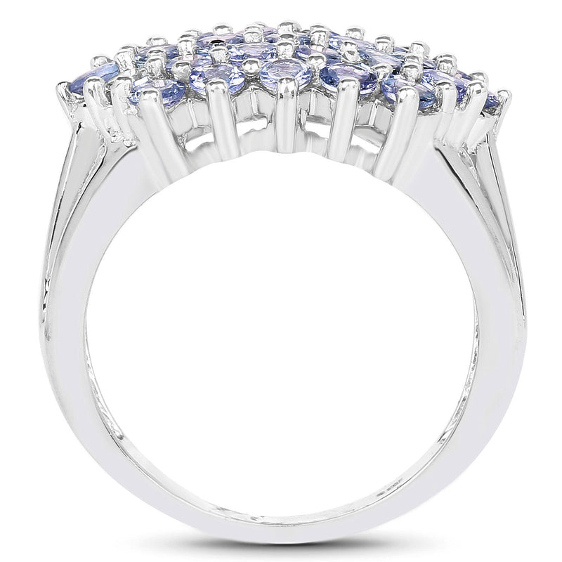 Bids.com 2.03 Carat Genuine Tanzanite .925 Sterling Silver Ring Rings White Smoke size 8.00,size 6.00,size 7.00,size 9.00,size 5.00,size 10.00