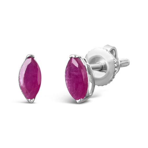 Bids.com .925 Sterling Silver 1/2 Cttw Created Pink Ruby Gemstone Solitaire Stud Earrings Earrings White Smoke White.Sterling Silver