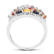 Bids.com 2.85 Carat Genuine Multi Sapphire .925 Sterling Silver Ring Rings White Smoke size 7.00,size 5.00,size 6.00,size 8.00,size 9.00