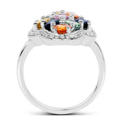 Bids.com 2.63 Carat Genuine Multi Sapphire .925 Sterling Silver Ring Rings White Smoke size 7.00,size 5.00,size 6.00,size 8.00,size 9.00
