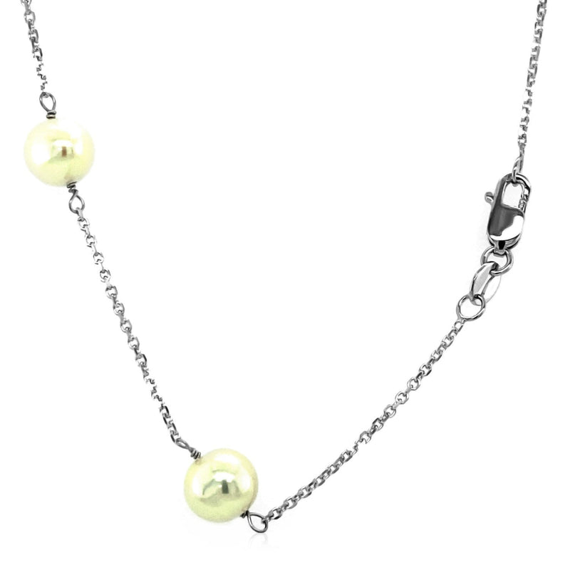 Bids.com 14k White Gold Necklace with White Pearls Necklaces White Smoke 16 / White Gold,18 / White Gold