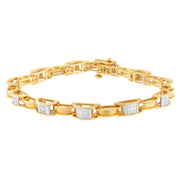 Bids.com 14K Yellow Gold Princess Cut Diamond Chain Link Bracelet (1.00 cttw, H-I Color, SI1-SI2 Clarity) Bracelets White Smoke Yellow.Gold / 7