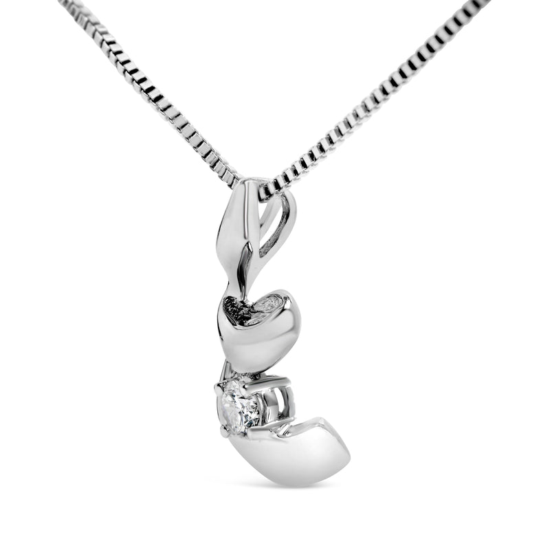 Bids.com 10K White Gold 1/10 Cttw Diamond Solitaire Spiral 18" Pendant Necklace (I-J Color, I2-I3 Clarity) Necklaces White Smoke White.Gold / 18