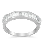 Bids.com .925 Sterling Silver 1/2 Cttw Baguette Cut Diamond Channel Set X-Station Wedding Ring (H-I Color, I1-I2 Clarity) - Size 6-1/2 Rings White Smoke 6.5 / White.Sterling Silver,6.75 / White.Sterling Silver,7 / White.Sterling Silver,7.5 / White.Sterling Silver,7.25 / White.Sterling Silver