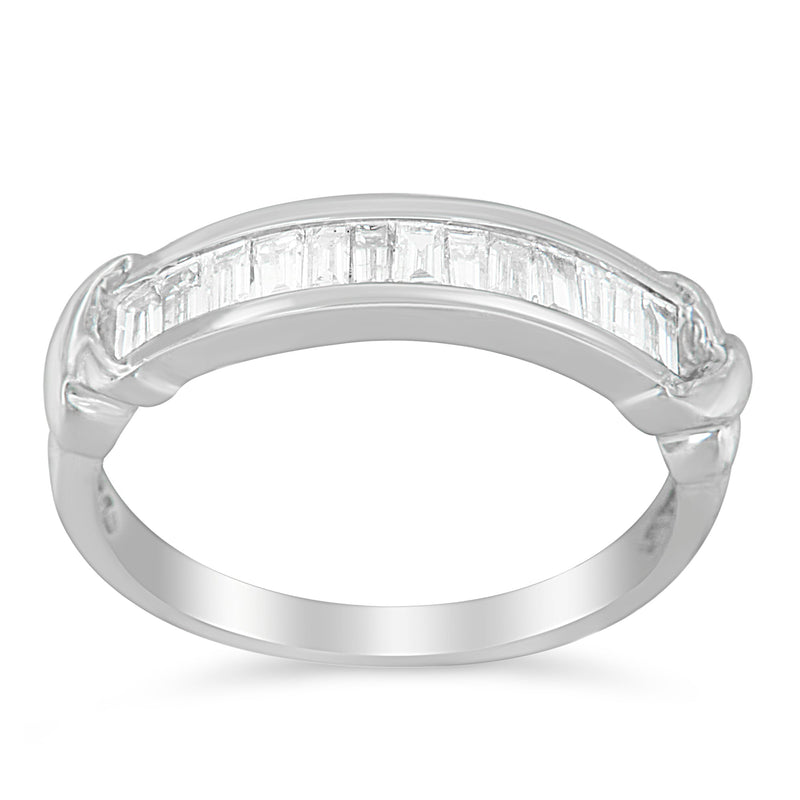 Bids.com .925 Sterling Silver 1/2 Cttw Baguette Cut Diamond Channel Set X-Station Wedding Ring (H-I Color, I1-I2 Clarity) - Size 6-1/2 Rings White Smoke 6.5 / White.Sterling Silver,6.75 / White.Sterling Silver,7 / White.Sterling Silver,7.5 / White.Sterling Silver,7.25 / White.Sterling Silver