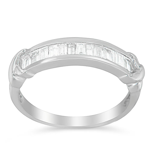 Bids.com .925 Sterling Silver 1/2 Cttw Baguette Cut Diamond Channel Set X-Station Wedding Ring (H-I Color, I1-I2 Clarity) - Size 6-1/2 Rings White Smoke 6.5 / White.Sterling Silver,6.75 / White.Sterling Silver,7 / White.Sterling Silver,7.5 / White.Sterling Silver,7.25 / White.Sterling Silver