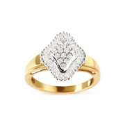 Bids.com 10K Yellow Gold 1/2 Cttw Round And Baguette-cut Diamond Rhombus Head and Halo Ring (I-J Color, I1-I2 Clarity) - Ring Size 7 Rings White Smoke 7 / Yellow.Gold