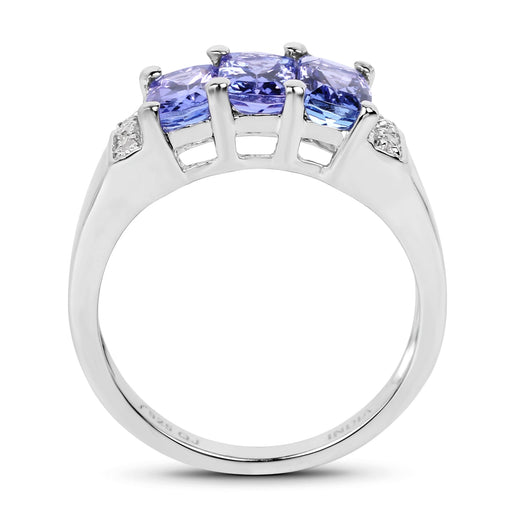 Bids.com 1.63 Carat Genuine Tanzanite & White Diamond .925 Sterling Silver Ring Rings White Smoke size 5.00,size 6.00,size 8.00,size 7.00,size 9.00,size 10.00
