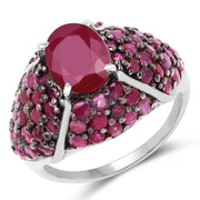 Bids.com 5.15 Carat Genuine Glass Filled Ruby & Ruby .925 Sterling Silver Ring Rings White Smoke size 6.00,size 7.00,size 8.00,size 9.00,size 5.00,size 10.00