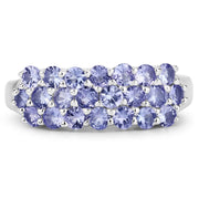 Bids.com 1.54 Carat Genuine Tanzanite .925 Sterling Silver Ring Rings White Smoke size 6.00,size 7.00,size 8.00,size 9.00,size 5.00