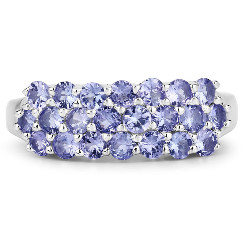 Bids.com 1.54 Carat Genuine Tanzanite .925 Sterling Silver Ring Rings White Smoke size 6.00,size 7.00,size 8.00,size 9.00,size 5.00