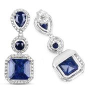 Bids.com 11.62 Carat Dyed Sapphire .925 Sterling Silver Earrings Earrings White Smoke