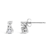 Bids.com 14K White Gold 1/4 Cttw Double Diamond Drop and Dangle Stud Earrings (H-I Color, SI1-SI2 Clarity) Earrings White Smoke White.Gold / 0.25