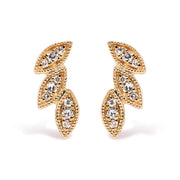 Bids.com 10K Yellow Gold 1/10 Cttw Diamond Triple Leaf Stud Earring (H-I Color, I1-I2 Clarity) Earrings White Smoke Yellow.Gold / 0.072