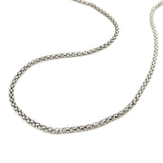 Bids.com Rhodium Plated 2.5mm Sterling Silver Popcorn Style Chain Necklaces White Smoke 16 / Sterling Silver,18 / Sterling Silver,20 / Sterling Silver,24 / Sterling Silver