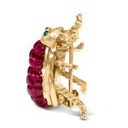 Bids.com 18K Yellow Gold 3/8 Cttw Diamond and 6 3/4 Cttw Red Ruby Bumblebee Brooch Pin (F-G Color, VS2-SI1 Clarity) Accessories White Smoke Yellow.Gold / 0.44