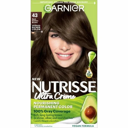 Garnier Garnier Nutrisse Ultra Color Nourishing Color Creme 43 Dark Golden Brown Hair Color Black