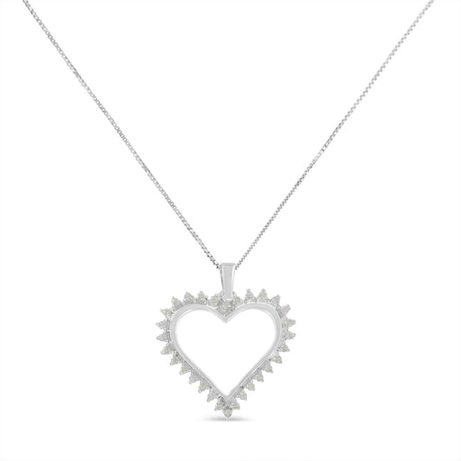 Bids.com .925 Sterling Silver 1/4 cttw 3-Prong Diamond Open Heart 18" Pendant Necklace (I-J Color, I3 Clarity) Necklaces White Smoke White.Sterling Silver / 18
