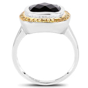 Bids.com 3.67 Carat Genuine Smoky Quartz and Yellow Diamond .925 Sterling Silver Ring Rings White Smoke size 6.00,size 7.00,size 8.00,size 9.00