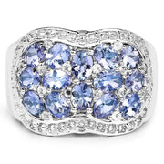 Bids.com 2.62 Carat Genuine Tanzanite and White Topaz .925 Sterling Silver Ring Rings White Smoke size 6.00,size 7.00,size 8.00,size 9.00