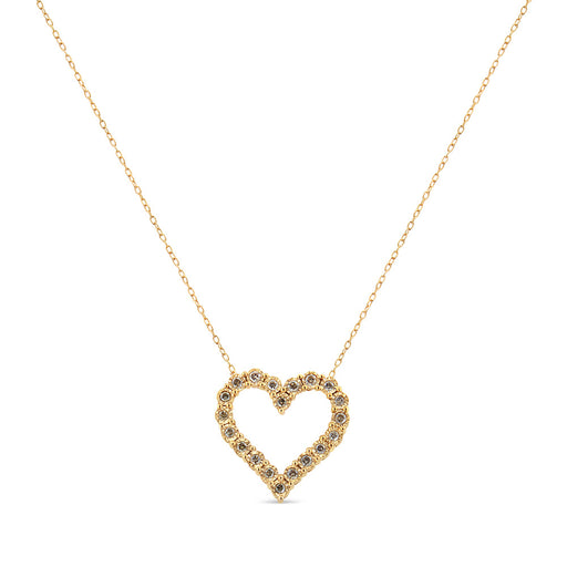 Bids.com 10K Yellow Gold Flashed .925 Sterling Silver 1/2 Cttw Champagne Diamond Miracle Plate Heart Pendant Necklace (K-L Color, I1-I2 Clarity) - 18" Necklaces White Smoke Yellow.Sterling Silver / 18