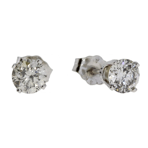 Bids.com 1.00ct Diamond Stud Earrings 14KT White Gold Earrings White Smoke