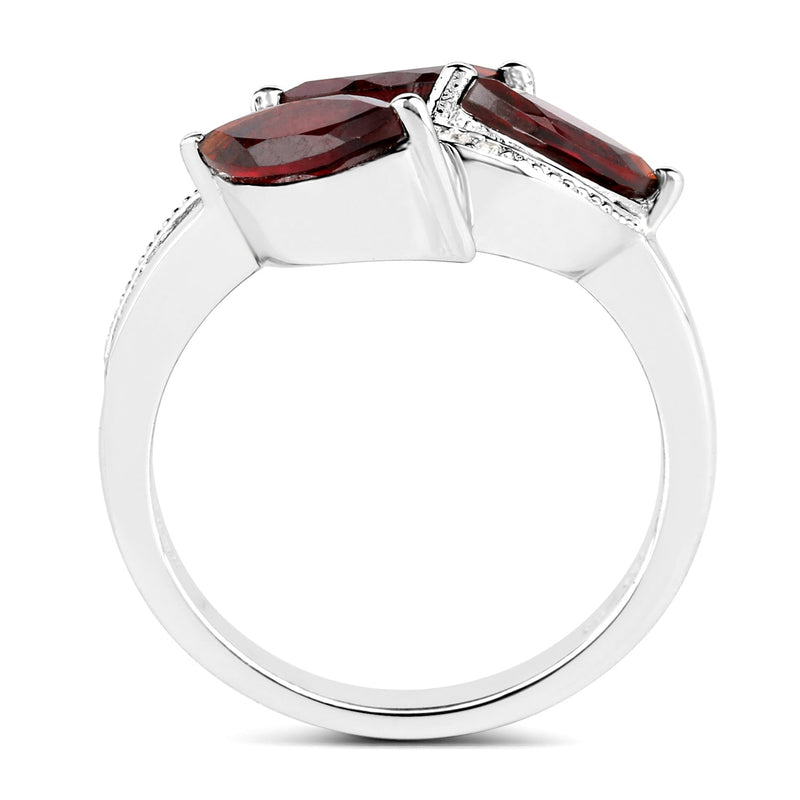 Bids.com 1.98 Carat Genuine  Garnet and White Topaz .925 Sterling Silver Ring Rings White Smoke size 7.00,size 8.00,size 9.00,size 6.00,size 5.00,size 10.00