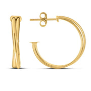 Bids.com 14k Yellow Gold Large Crossover Hoops Earrings White Smoke Yellow Gold
