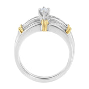 Bids.com 14K Yellow and White Gold 1/3 Cttw Marquise Diamond Cocktail Engagement Ring Set (H-I Color, SI1-SI2 Clarity) - Size 7 Rings White Smoke 7 / YellowWhite.Gold