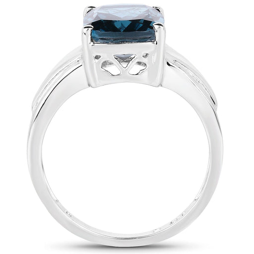 Bids.com 3.50 Carat Genuine London Blue Topaz .925 Sterling Silver Ring Rings White Smoke size 6.00,size 7.00,size 8.00,size 9.00,size 5.00