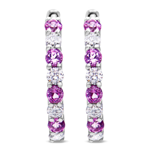 Bids.com 10K White Gold, Â½ Cttw Diamond, & Â½ Cttw Lab-Grown Blue Sapphire Leverback Hoop Earrings (H-I Color, I1-I2 Clarity) Earrings White Smoke White.Gold / 0.48,White.Gold / 0.49