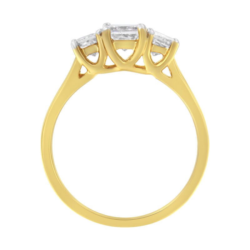 Bids.com 10K Yellow Gold Princess-Cut Diamond Three Stone Band Ring (1 Cttw, J-K Color, I1-I2 Clarity) - Size 6 Rings White Smoke 7 / Yellow.Gold,8 / Yellow.Gold,7.5 / Yellow.Gold,6.5 / Yellow.Gold,6 / Yellow.Gold