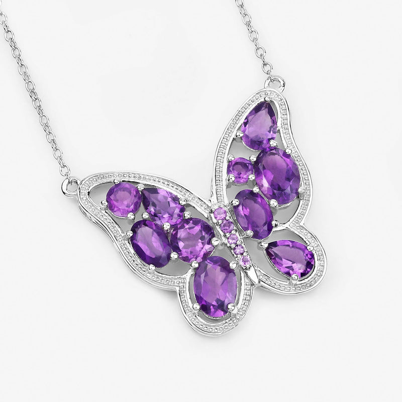 Bids.com 4.32 Carat Genuine Amethyst .925 Sterling Silver Necklace Necklaces White Smoke