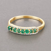 Bids.com 0.35 Carat Genuine Zambian Emerald and White Diamond 14K Yellow Gold Ring Rings Dark Gray size 5.00,size 6.00,size 7.00,size 8.00,size 9.00