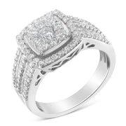 Bids.com 10K White Gold Diamond Cluster Ring (1 Cttw, H-I Color, I1-I2 Clarity) - Size 6-3/4 Rings White Smoke 7 / White.Gold,7.25 / White.Gold,6.75 / White.Gold