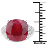 Bids.com 14.47 Carat Dyed Ruby and White Topaz .925 Sterling Silver Ring Rings White Smoke size 6.00,size 7.00,size 8.00,size 5.00,size 9.00,size 10.00