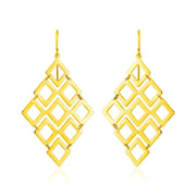 Bids.com 14k Yellow Gold Earrings with Polished Open Diamond Motifs Earrings White Smoke Yellow Gold