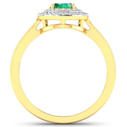 Bids.com 0.88 Carat Genuine Zambian Emerald  and White Diamond 14K Yellow Gold Ring Rings White Smoke size 5.00,size 6.00,size 7.00,size 8.00,size 9.00