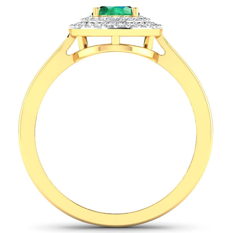 Bids.com 0.88 Carat Genuine Zambian Emerald  and White Diamond 14K Yellow Gold Ring Rings White Smoke size 5.00,size 6.00,size 7.00,size 8.00,size 9.00