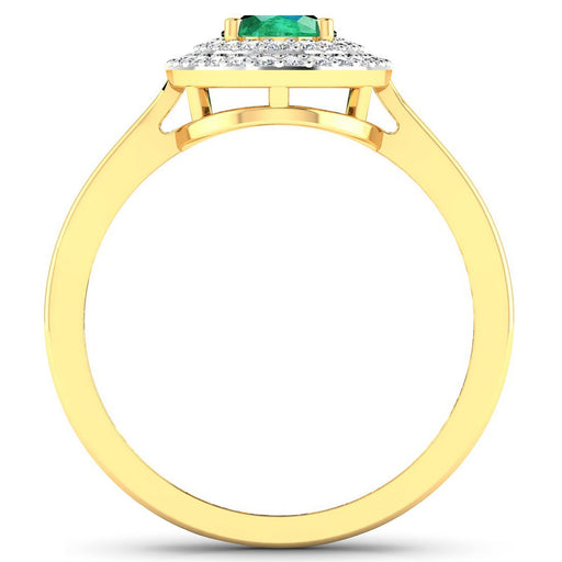 Bids.com 0.88 Carat Genuine Zambian Emerald  and White Diamond 14K Yellow Gold Ring Rings White Smoke size 5.00,size 6.00,size 7.00,size 8.00,size 9.00