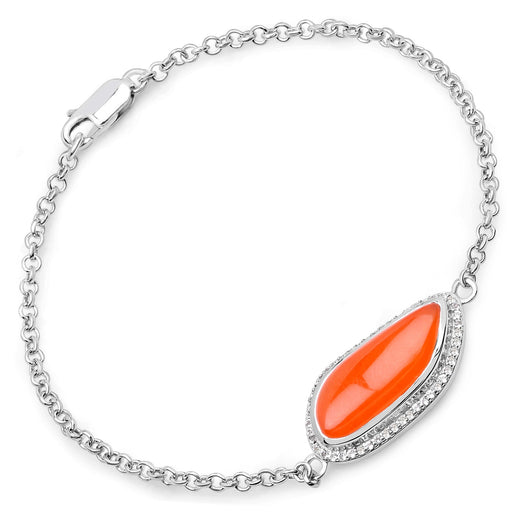 Bids.com 5.50 Carat Genuine Carnelian And White Topaz .925 Sterling Silver Bracelet Bracelets White Smoke size 7.50