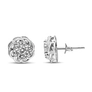 Bids.com .925 Sterling Silver 1/2 Cttw Round Diamond Cluster Openwork Floral Halo Stud Earrings (I1-I2 Clarity, I-J Color) Earrings White Smoke White.Sterling Silver / 0.5