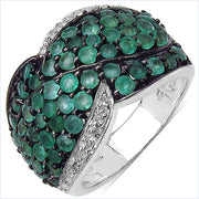 Bids.com 2.28 Carat Genuine Emerald & White Topaz .925 Sterling Silver Ring Rings White Smoke size 7.00,size 6.00,size 8.00,size 9.00