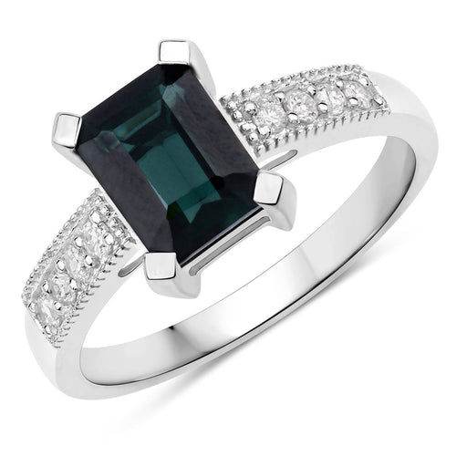 Bids.com 1.91 Carat Genuine Green Tourmaline and White Diamond 14K White Gold Ring Rings White Smoke size 6.00,size 7.00,size 8.00,size 9.00