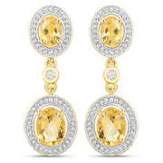 Bids.com 18K Yellow Gold Plated 5.70 Carat Genuine Citrine and White Topaz .925 Sterling Silver Earrings Earrings White Smoke
