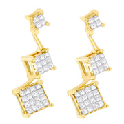 Bids.com 14K Yellow Gold 1 cttw Princess Cut Diamond Earrings (H-I, SI1-SI2) Earrings White Smoke Yellow.Gold / 1
